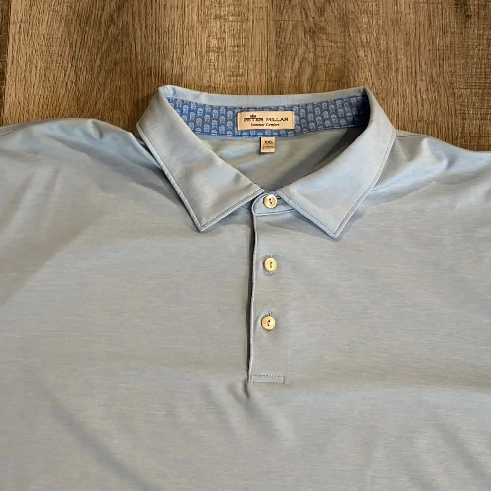 Peter Millar Summer Comfort Grizzly Embroidered Gold Polo Shirt Men's Size XXL